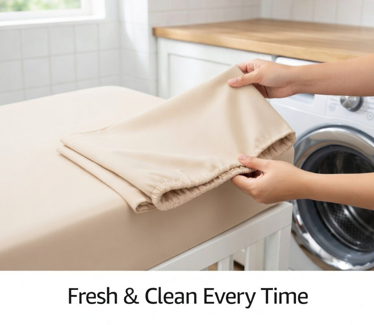 Beige Fitted Crib Sheet