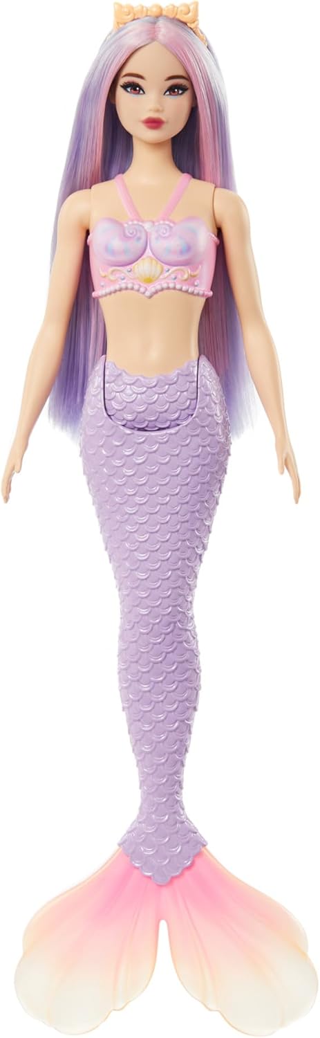 Barbie Dreamtopia Mermaid Doll with Purple Tail and Fantasy Shell Top