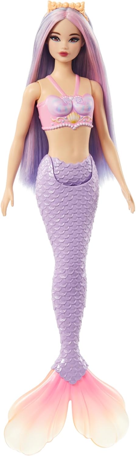 Barbie Dreamtopia Mermaid Doll with Purple Tail and Fantasy Shell Top
