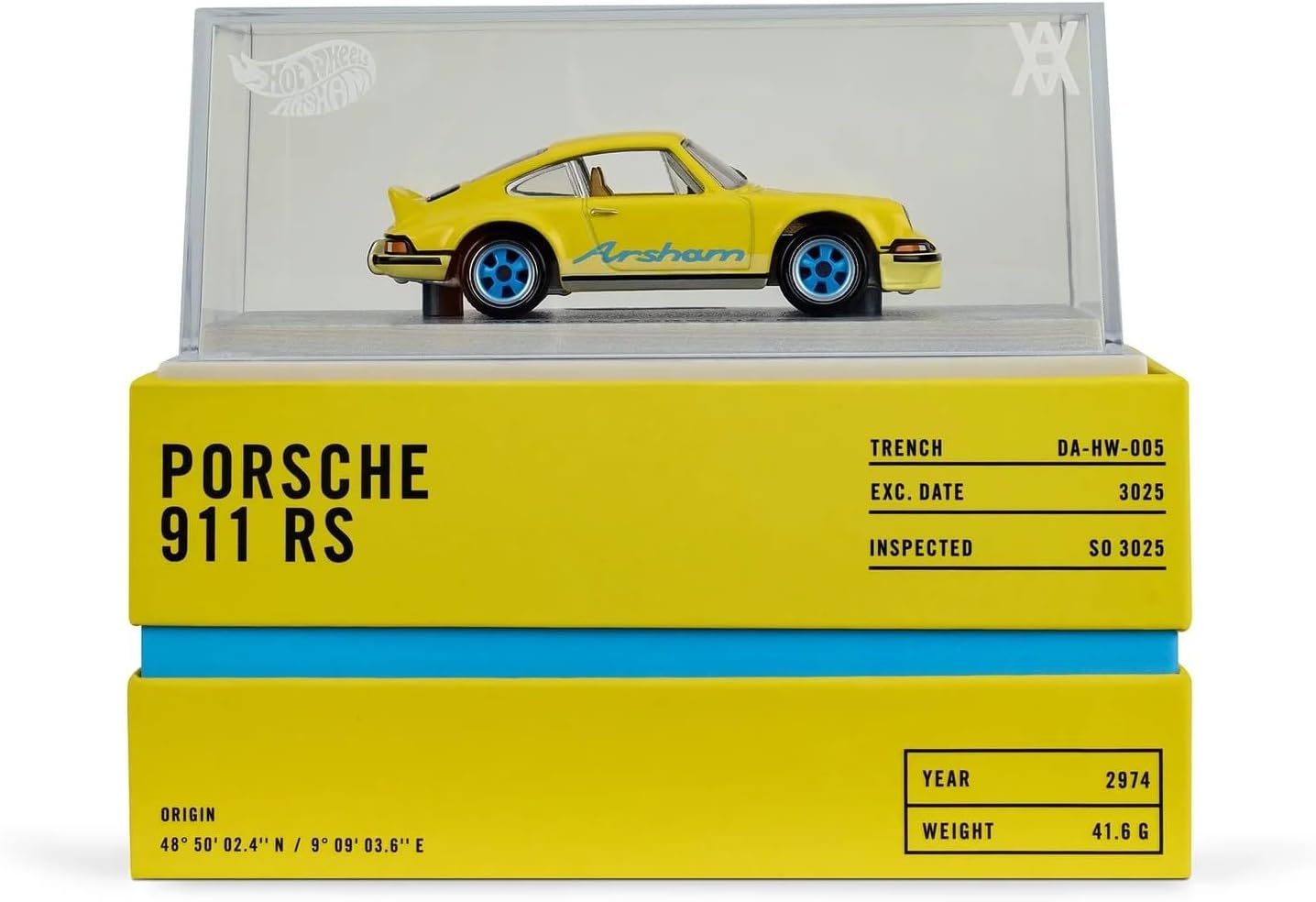 Hot Wheels x Daniel Arsham 1973 Porsche 911 RS Collectible Die-Cast Model Car – Display Model with Presentation Base