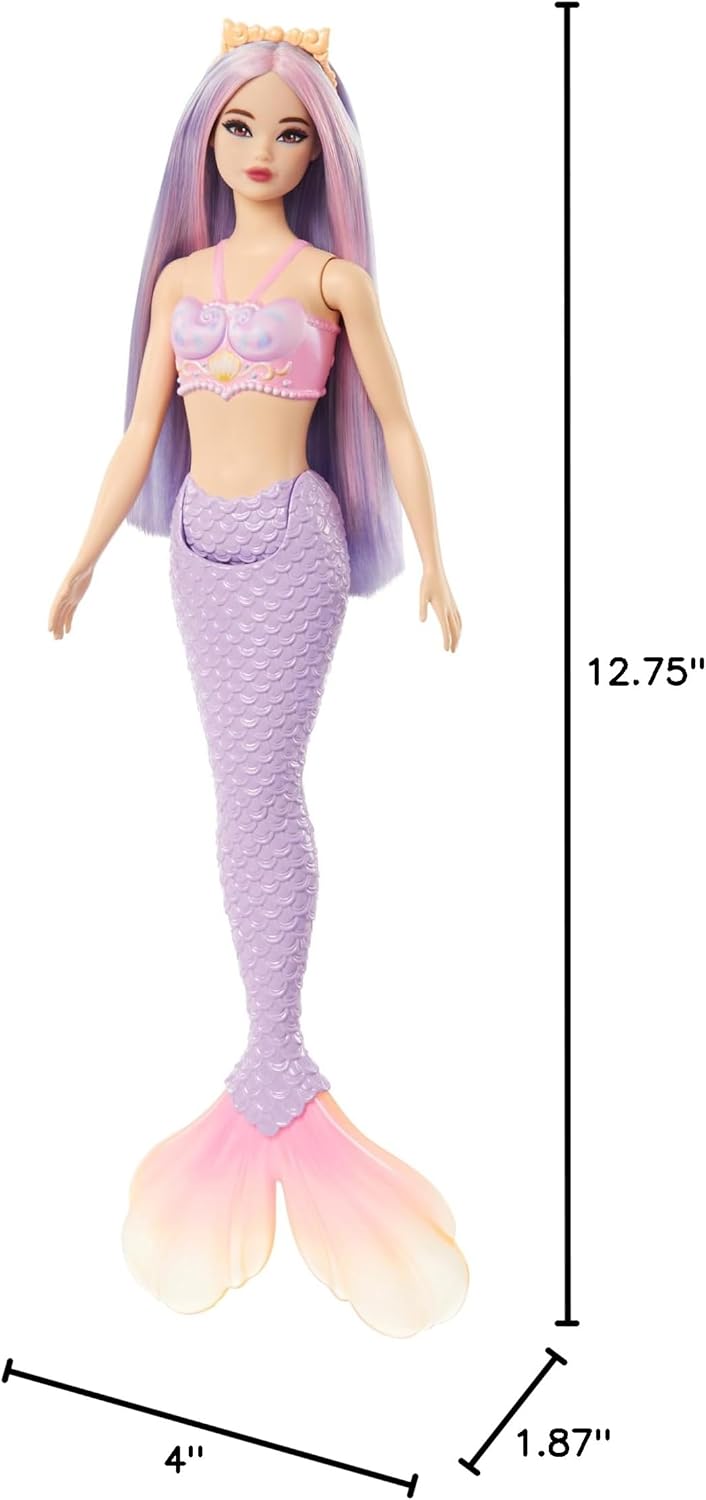 Barbie Dreamtopia Mermaid Doll with Purple Tail and Fantasy Shell Top