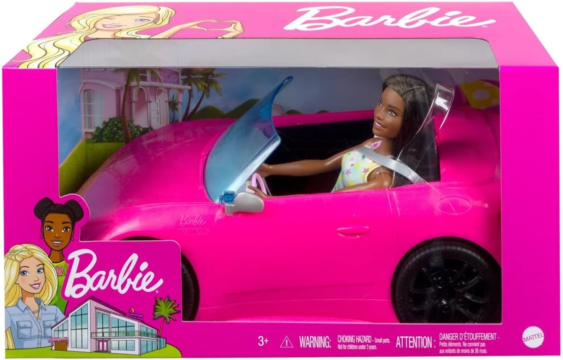 Barbie Convertible Car Playset – Pink Sports Car with Barbie Doll