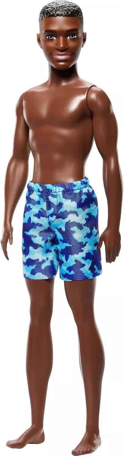 Barbie Ken Beach Doll with Blue Camo Swim Trunks, Summer Pool and Beach Toy