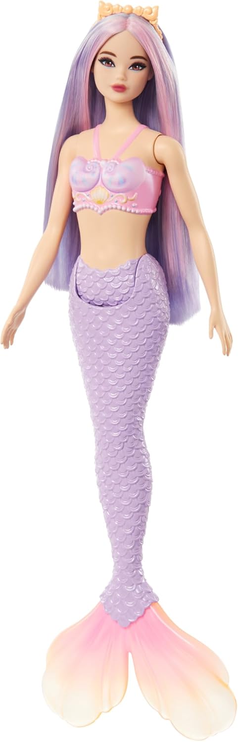 Barbie Dreamtopia Mermaid Doll with Purple Tail and Fantasy Shell Top