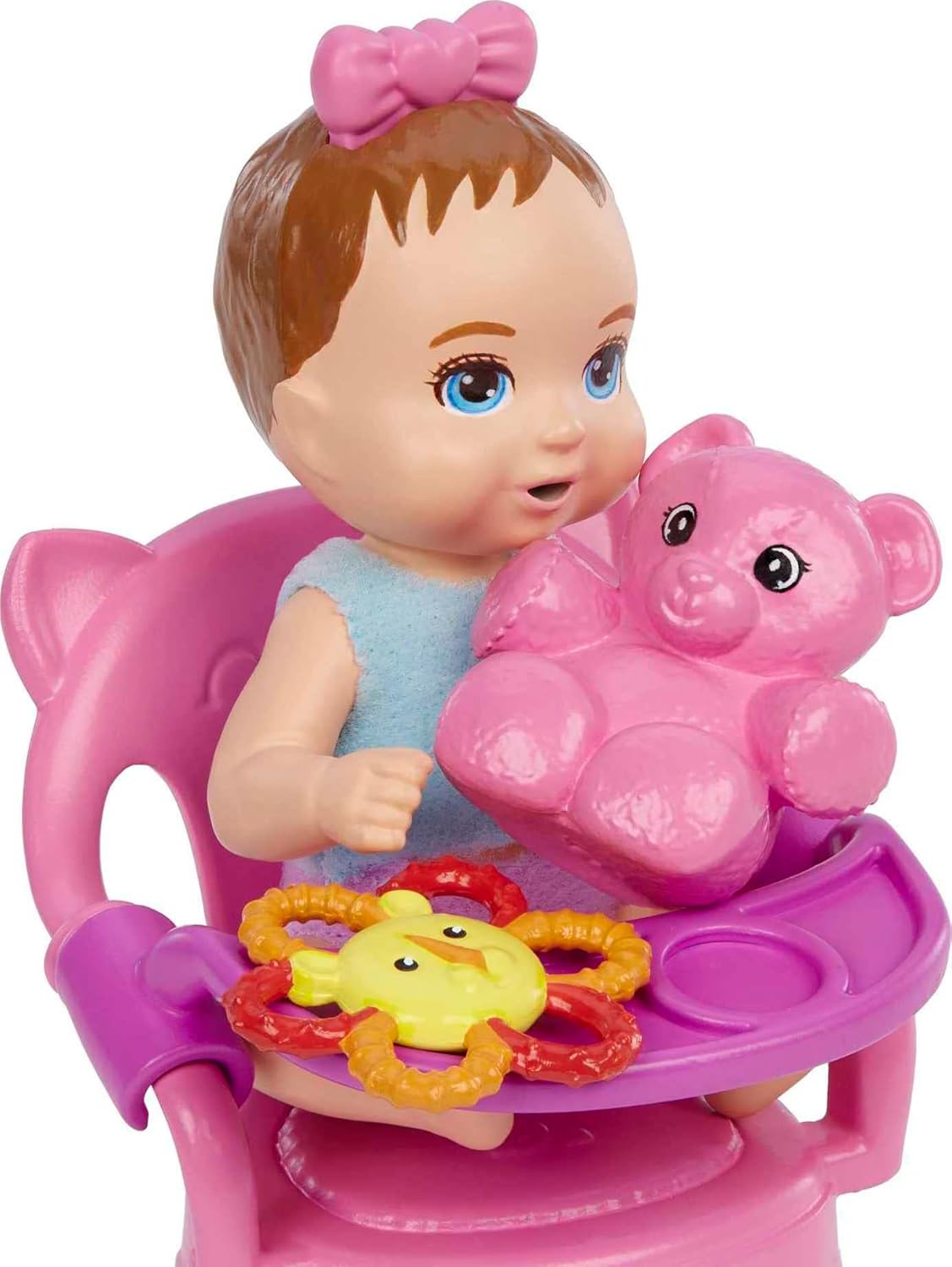 Barbie Skipper Babysitters Inc. Baby Doll Playset with Chair, Bottle, Toys, and Feeding Accessories