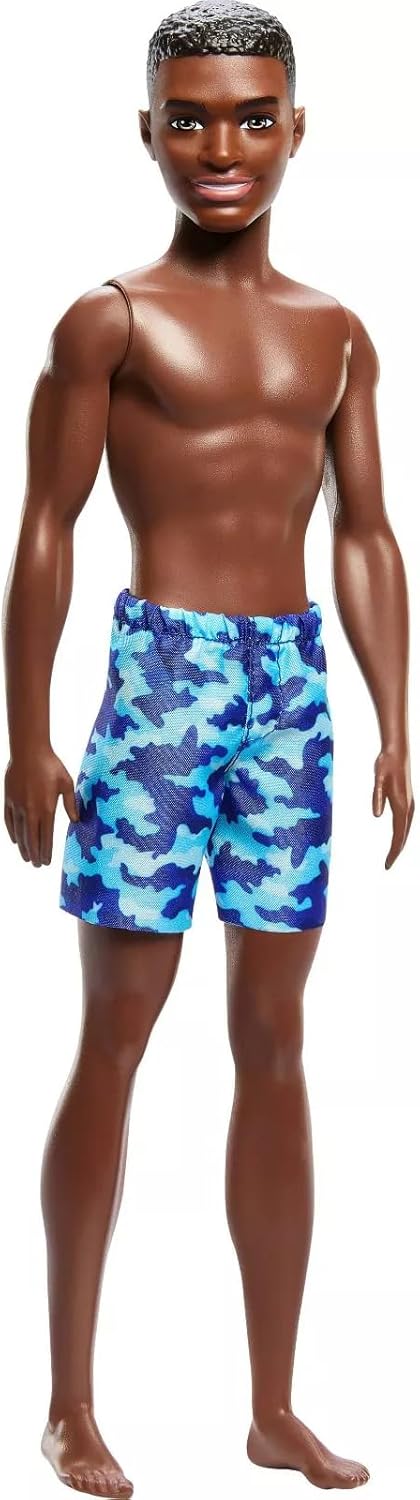 Barbie Ken Beach Doll with Blue Camo Swim Trunks, Summer Pool and Beach Toy