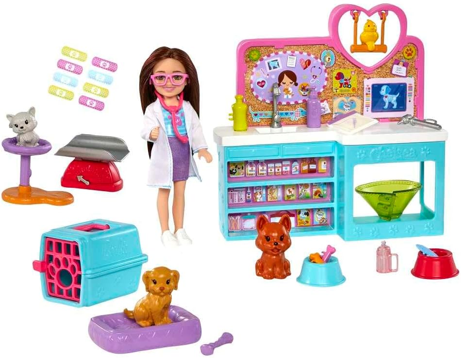 Barbie Chelsea Can Be Veterinarian Playset with Doll, Pets, and Clinic Accessories