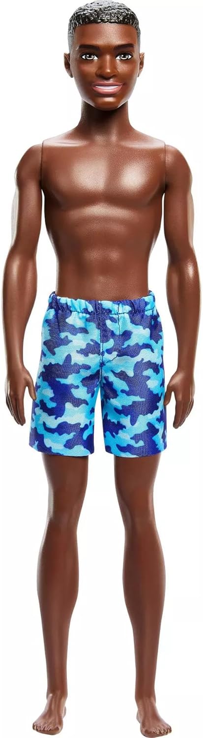 Barbie Ken Beach Doll with Blue Camo Swim Trunks, Summer Pool and Beach Toy