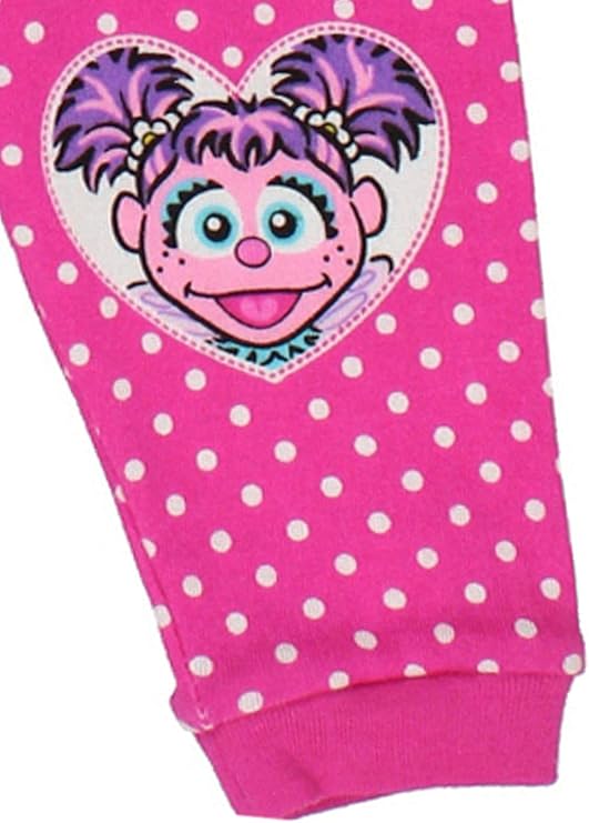 Sesame Street Toddler Girls Elmo and Abby Cadabby 2-Piece Pajama Set – Short Sleeve Top and Polka Dot Pants Sleepwear