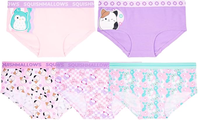 Squishmallows Girls 5-Pack Underwear Briefs, Cam and Friends Underwear Set, Multicolor