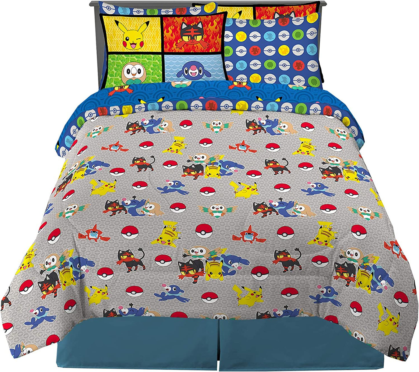 Pokemon Anime 7 Piece Full Comforter and Sheet Set with Sham