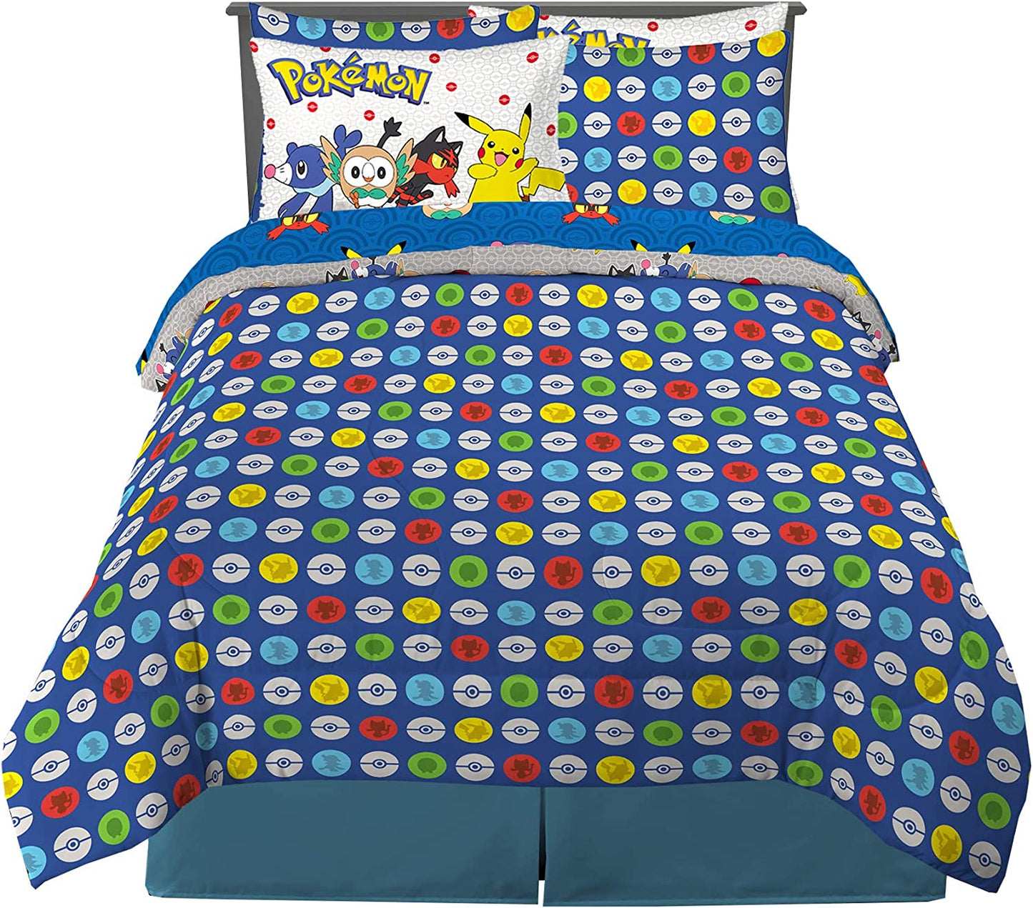 Pokemon Anime 7 Piece Full Comforter and Sheet Set with Sham