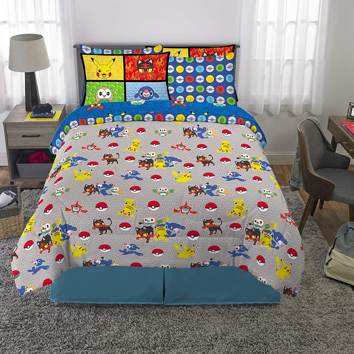 Pokemon Anime 7 Piece Full Comforter and Sheet Set with Sham