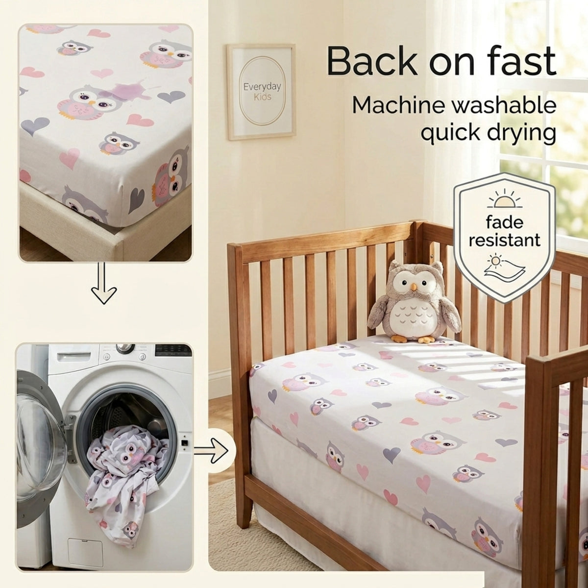 Baby Girl Fitted Crib Sheet Sweet Owls