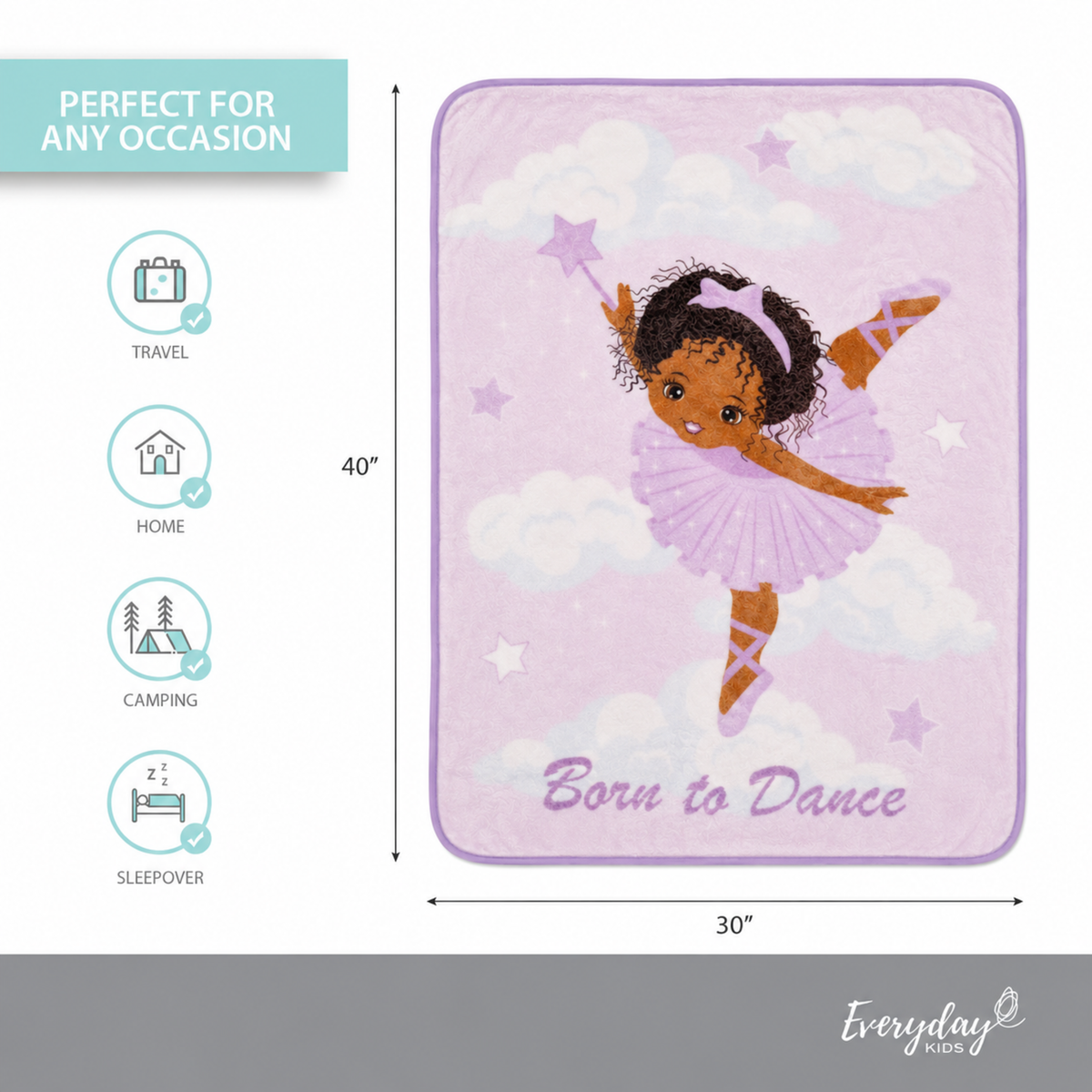 Toddler Throw Blanket - Born to Dance African American Ballerina