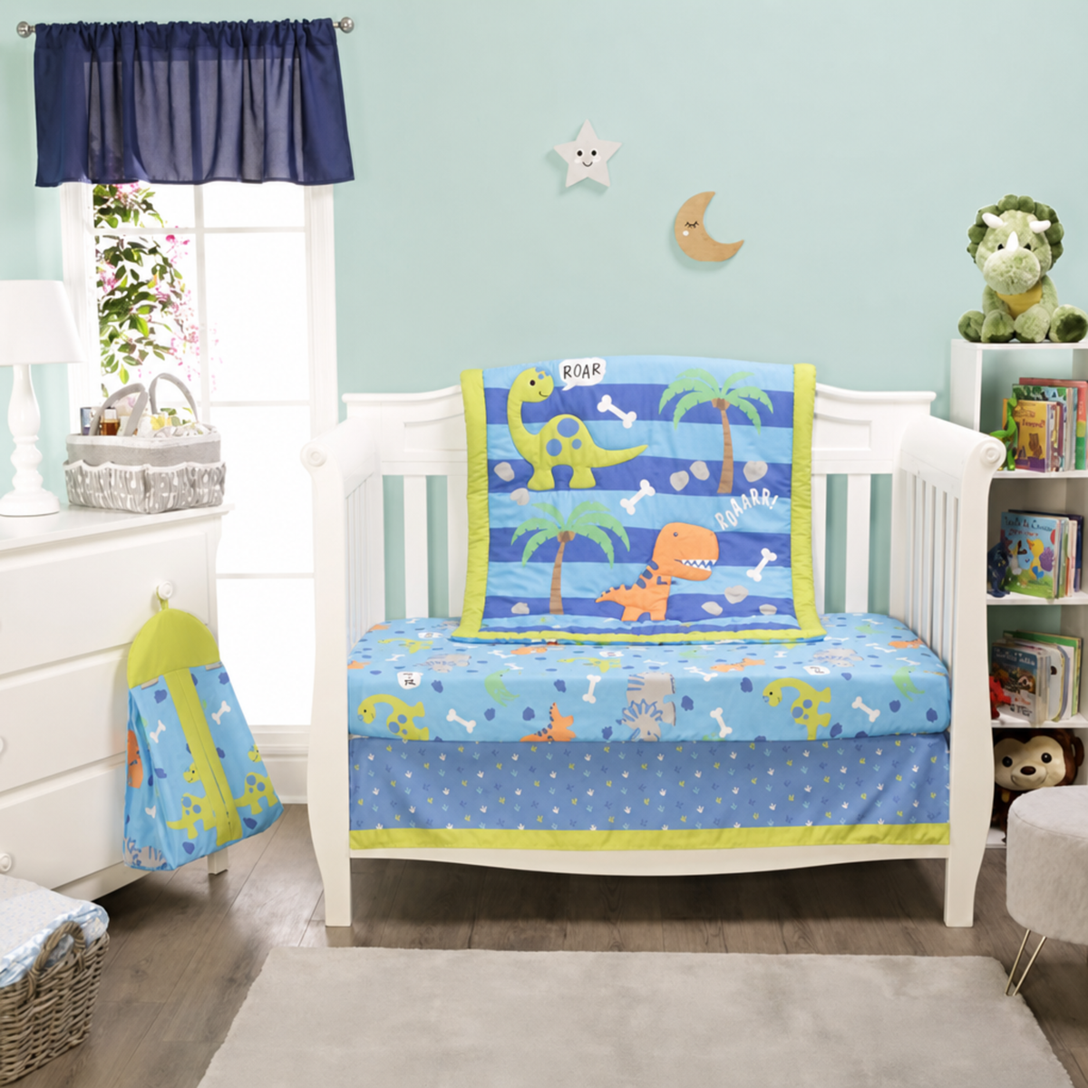 4 Piece Girls Crib Bedding Set - Dinosaurs