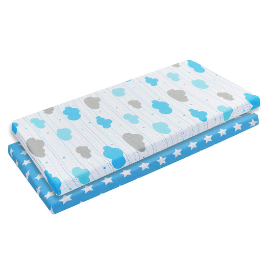 2 Pack Cotton Jersey Knit Cradle Sheet Set - Stars/Clouds