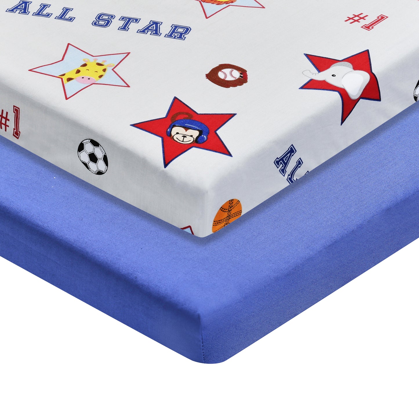 2 Pack Baby Cradle Sheets - Jungle Sports/Blue