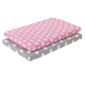 2 Pack Portable Crib Sheet - Hearts/Polka Dots