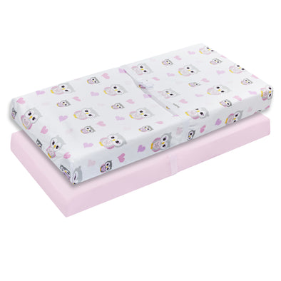 2 Pack Baby Changing Pad Covers - Owls/Pink