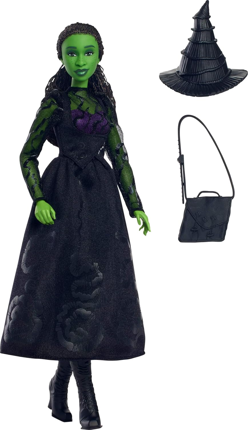 Wicked Elphaba Fashion Doll with Signature Black Dress and Hat, Movie-Inspired