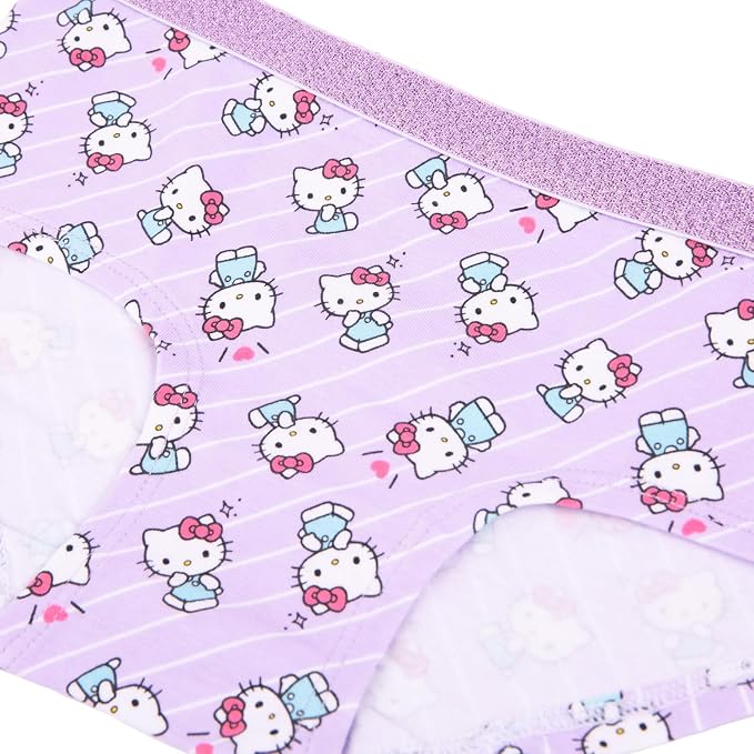Hello Kitty Girls 5-Pack Underwear Briefs, Sanrio Character Underwear Set, Multicolor