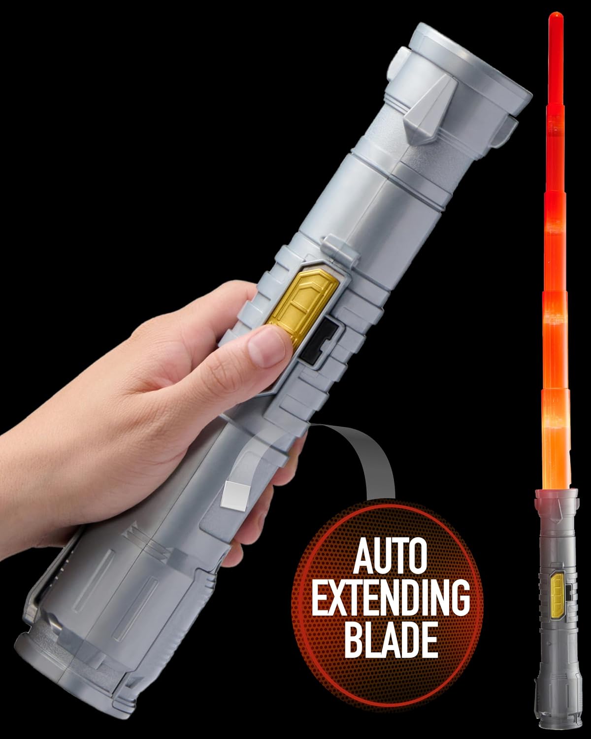 Power Saber Energy Blade – Auto-Extending Light-Up Saber Toy With Motion SFX & Clash Effects (Red)