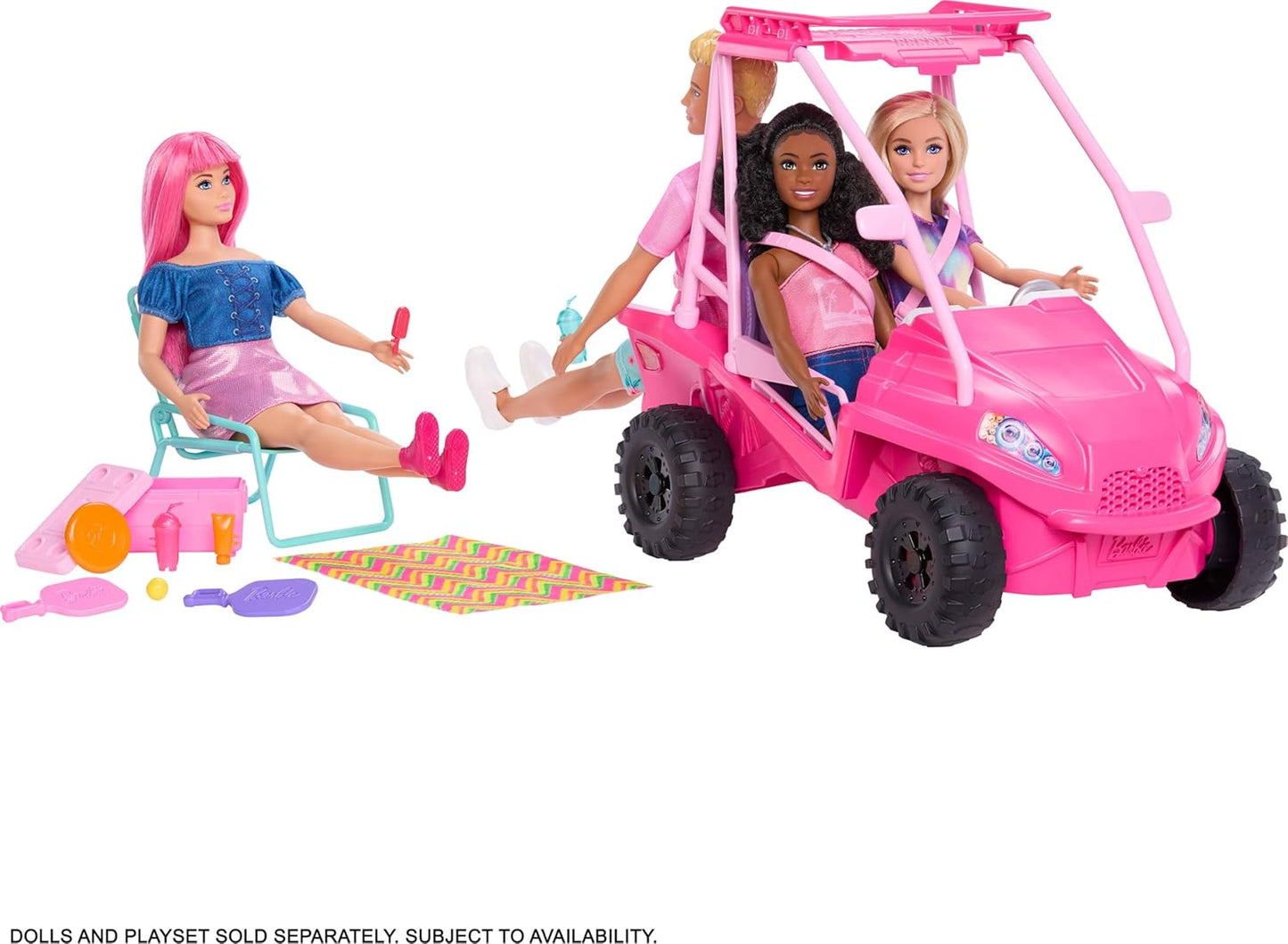 Barbie Mysteries Beach Detectives Ultimate Beach Buggy Playset with Accessories, Seats 4 Dolls