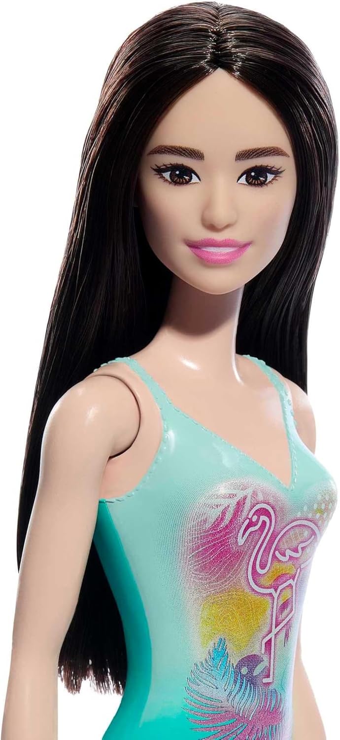 Barbie Beach Doll with Teal Flamingo Swimsuit, Summer Pool and Beach Toy