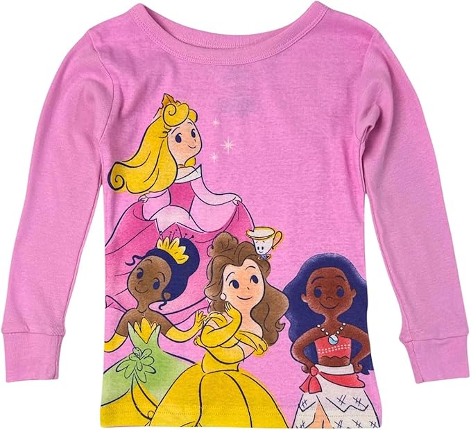 Disney Princess Toddler Girls 4-Piece Pajama Set – Long Sleeve Tops and Pants Sleepwear Mix and Match Set