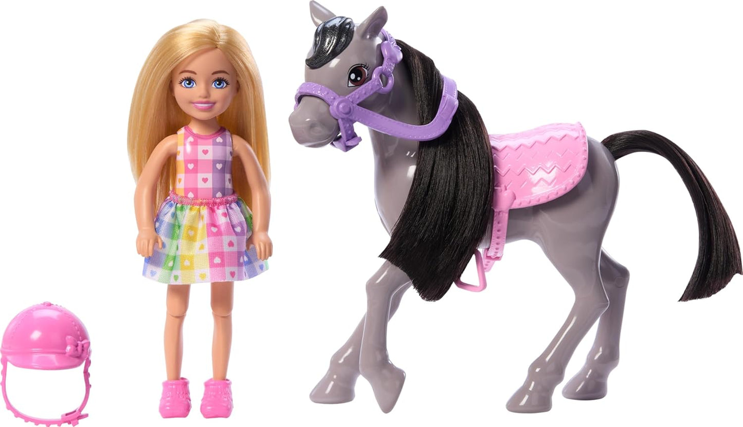Barbie Chelsea Doll and Pony Playset with Saddle, Bridle and Riding Accessories