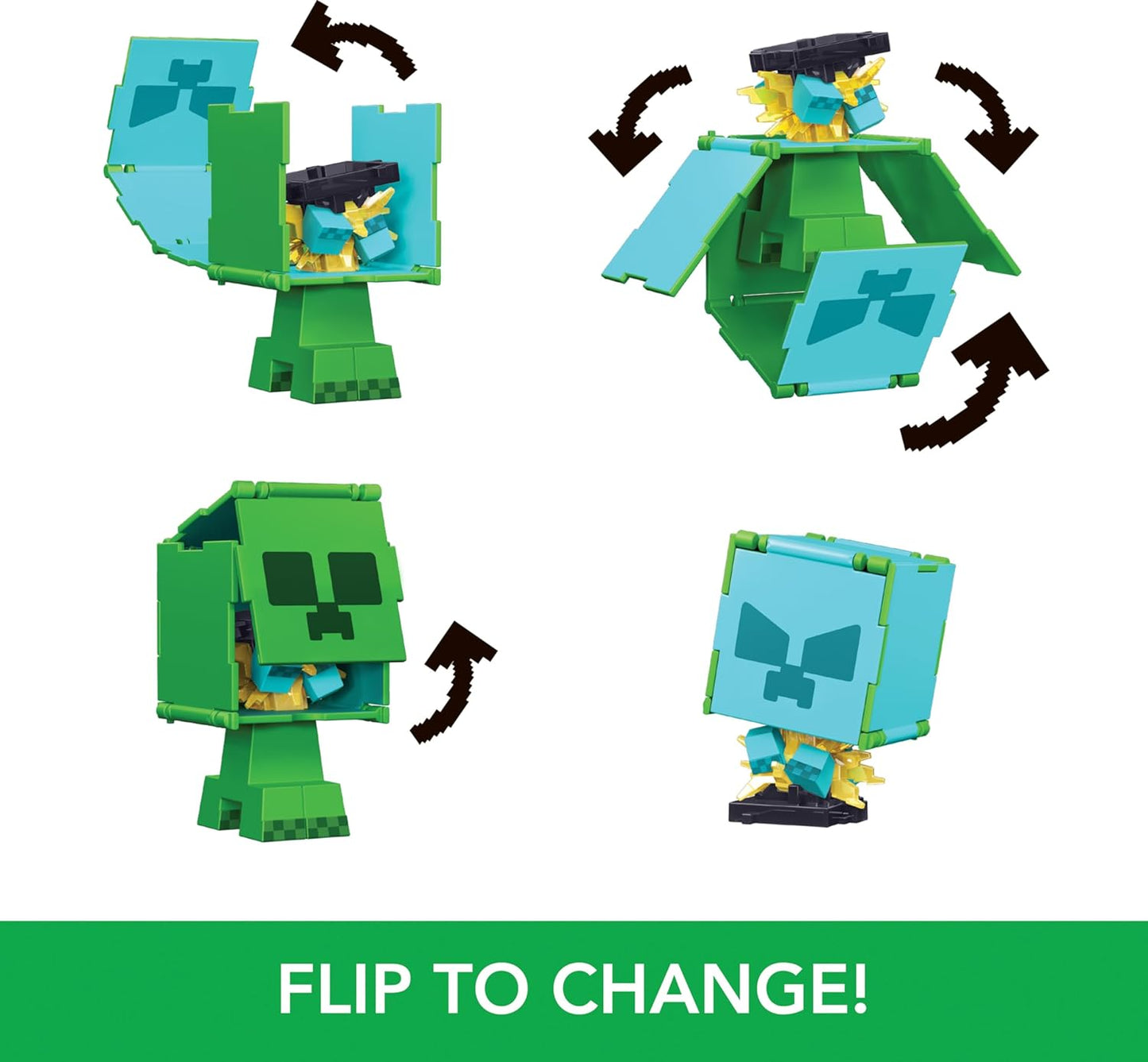 Minecraft Creeper Flippin Figs 2 in 1 Action Figure Creeper and Charged Creeper