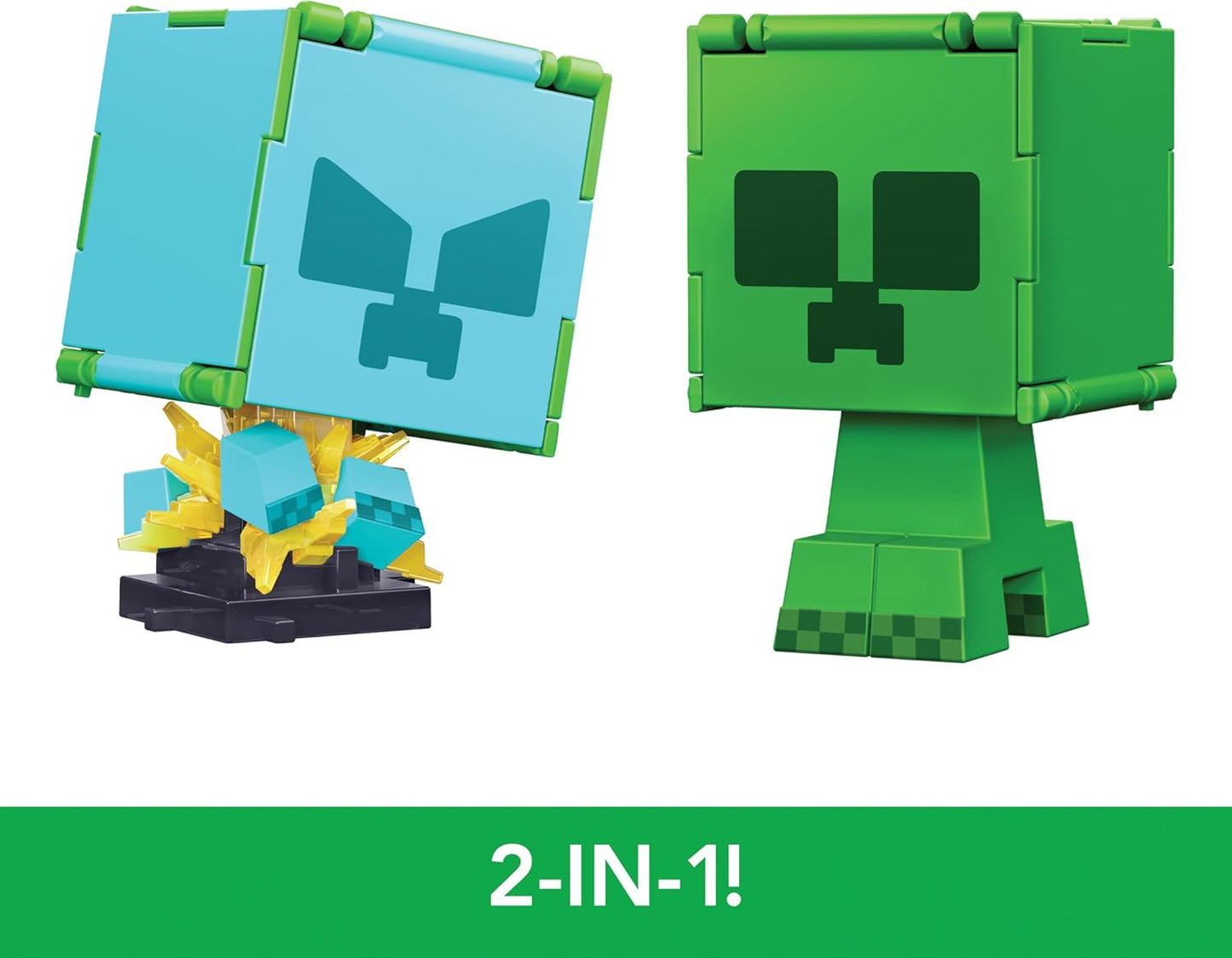 Minecraft Creeper Flippin Figs 2 in 1 Action Figure Creeper and Charged Creeper