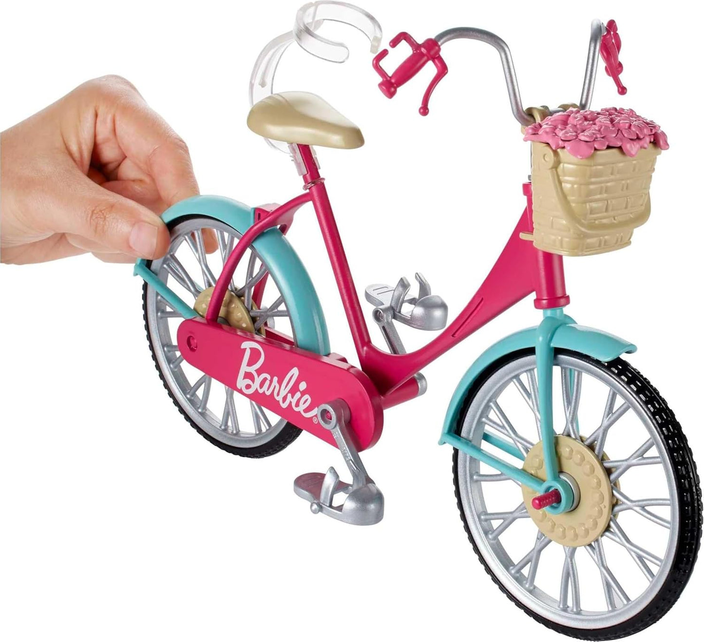 Barbie Beach Cruiser Bicycle with Basket and Accessories for Barbie Dolls, Doll Not Included