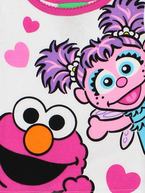 Sesame Street Toddler Girls Elmo and Abby Cadabby 2-Piece Pajama Set – Short Sleeve Top and Polka Dot Pants Sleepwear
