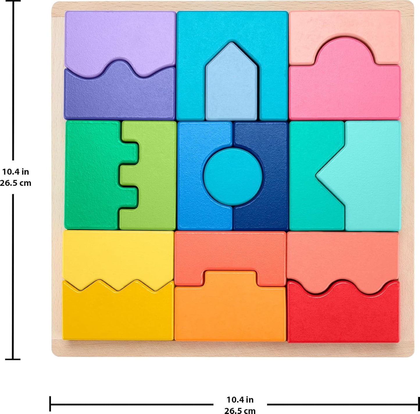 Fisher-Price Wooden Interlocking Blocks Puzzle Set with 20 Pieces for Toddlers