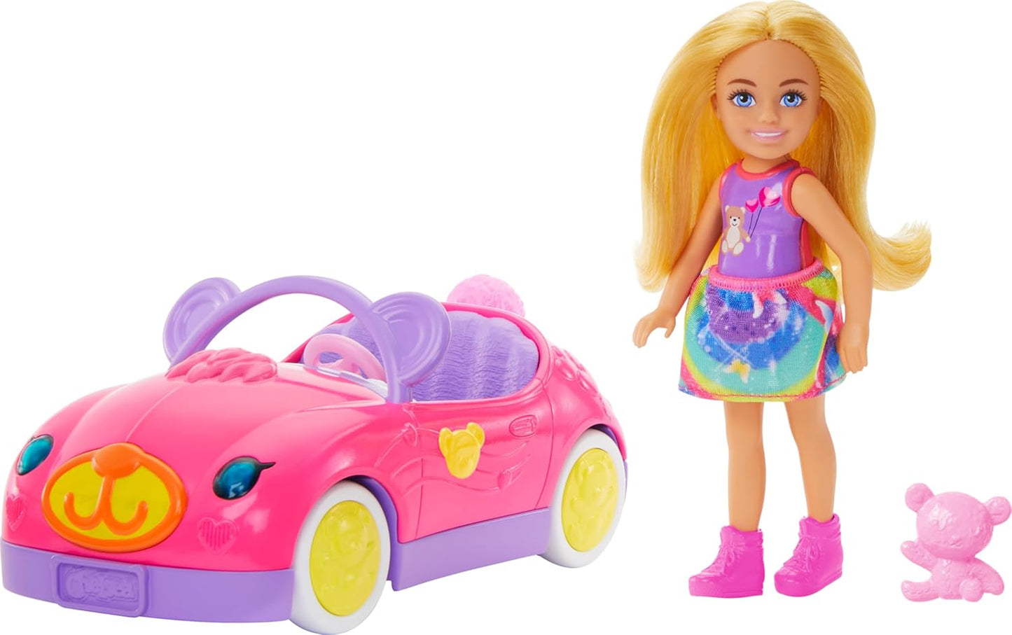 Barbie Chelsea Doll with Pink Convertible Car, Travel Playset