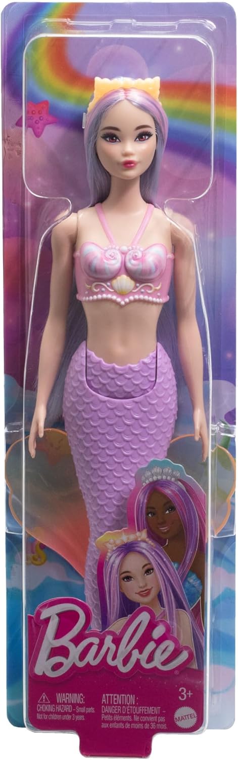 Barbie Dreamtopia Mermaid Doll with Purple Tail and Fantasy Shell Top