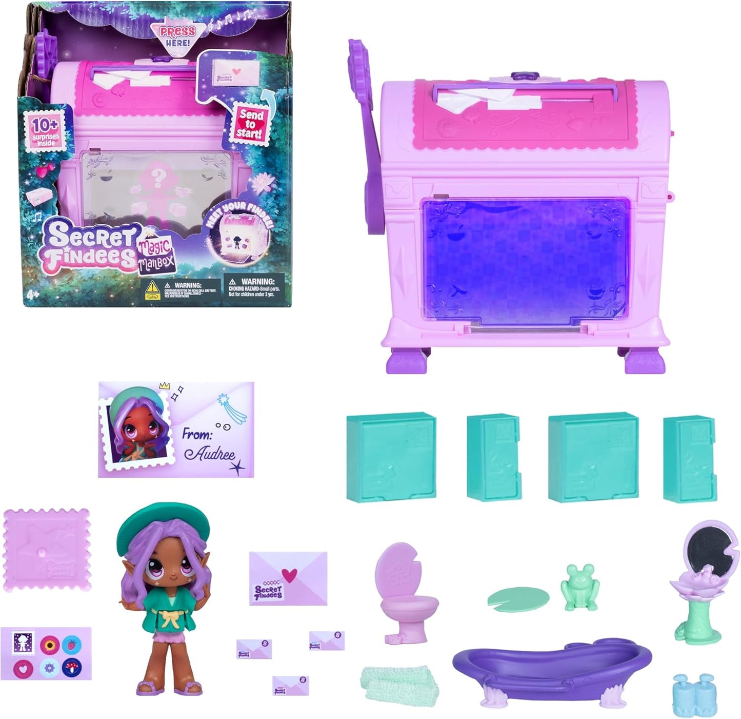 Secret Findees Magic Mailbox – Interactive Surprise Mailbox Playset With 10+ Surprises (Pink Edition)