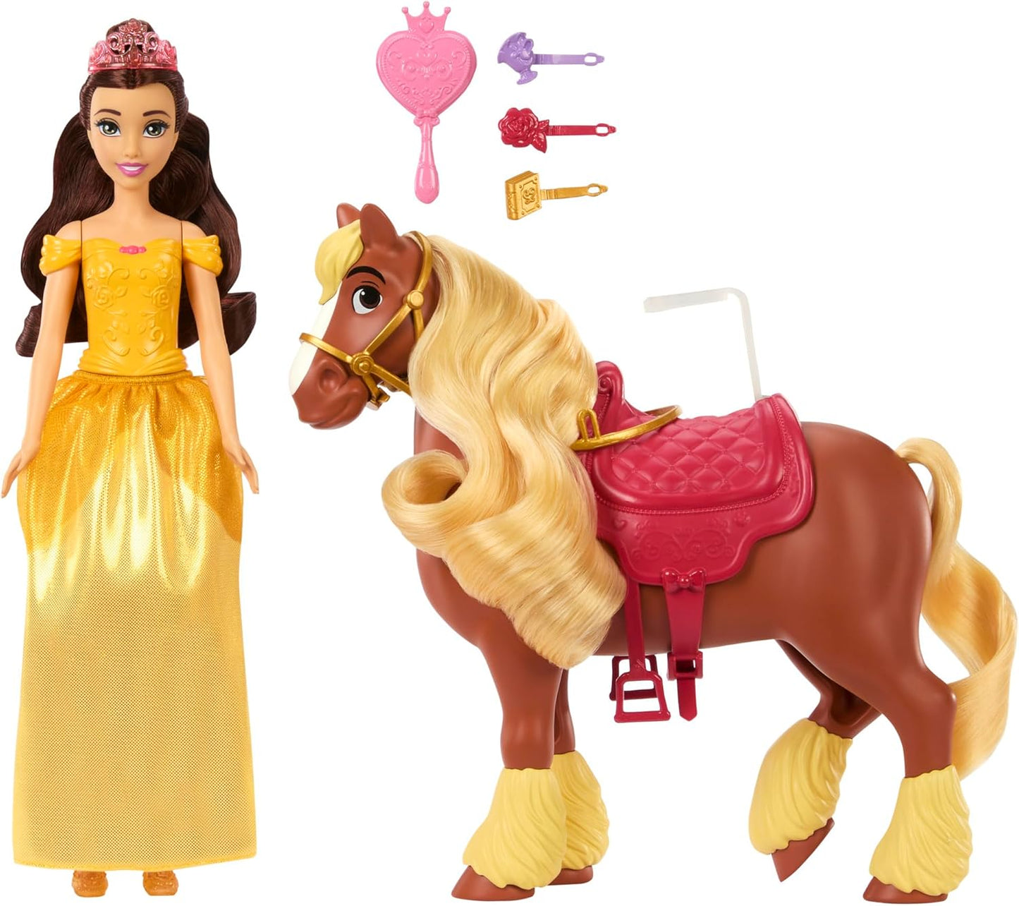 Disney Princess Belle & Philippe Doll and Horse Set – Riding Adventure Playset
