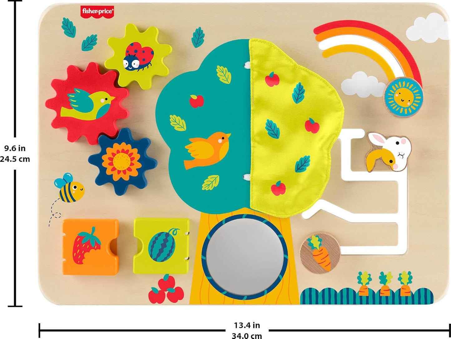 Fisher-Price Wooden Activity Station with 6 Sensory Activities for Babies