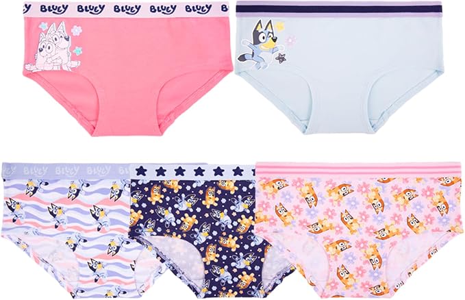 Bluey Girls 5-Pack Underwear Briefs, Bluey and Bingo Underwear Set, Multicolor