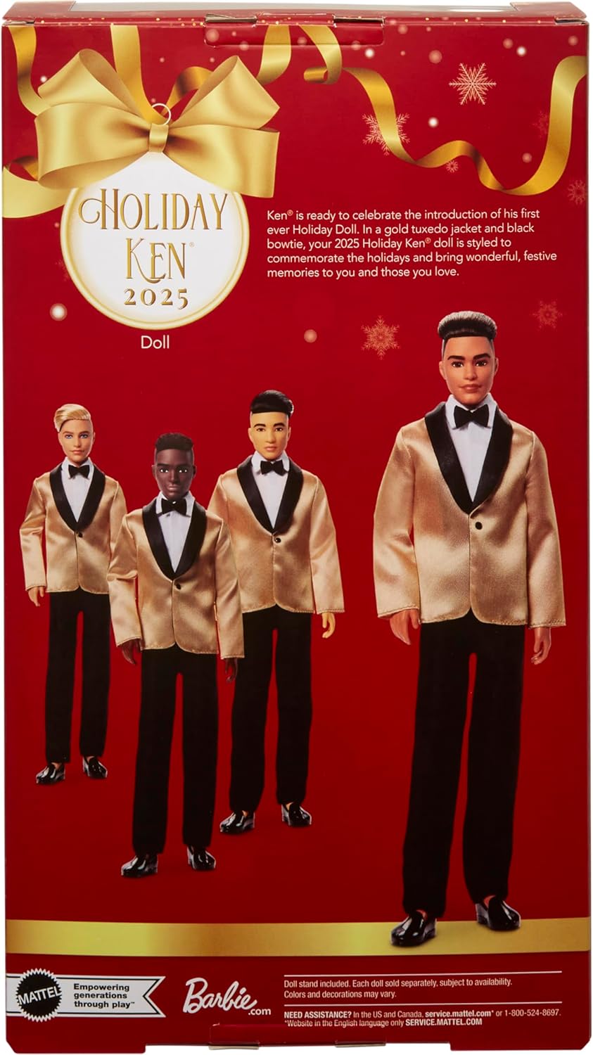 Barbie Signature Holiday Ken 2025 Doll – Collectible Ken Doll in Gold Tuxedo
