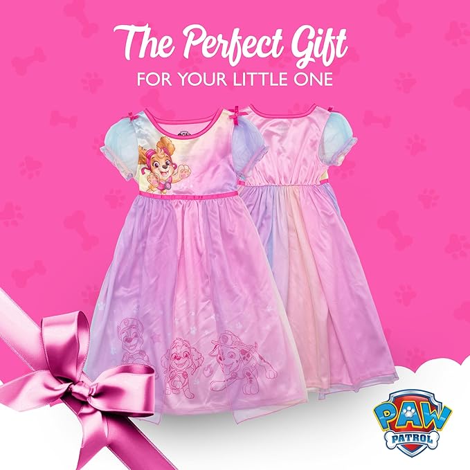 Paw Patrol Skye Girls Nightgown Sleep Dress Short Sleeve Toddler and Kids Character Sleepwear