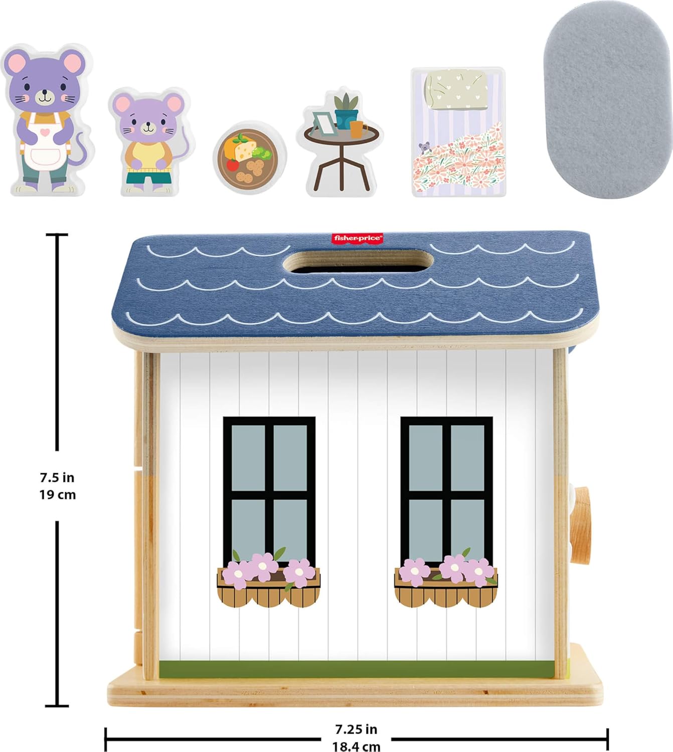 Fisher-Price Wooden Foldable Dollhouse Playset with Figures and Furniture