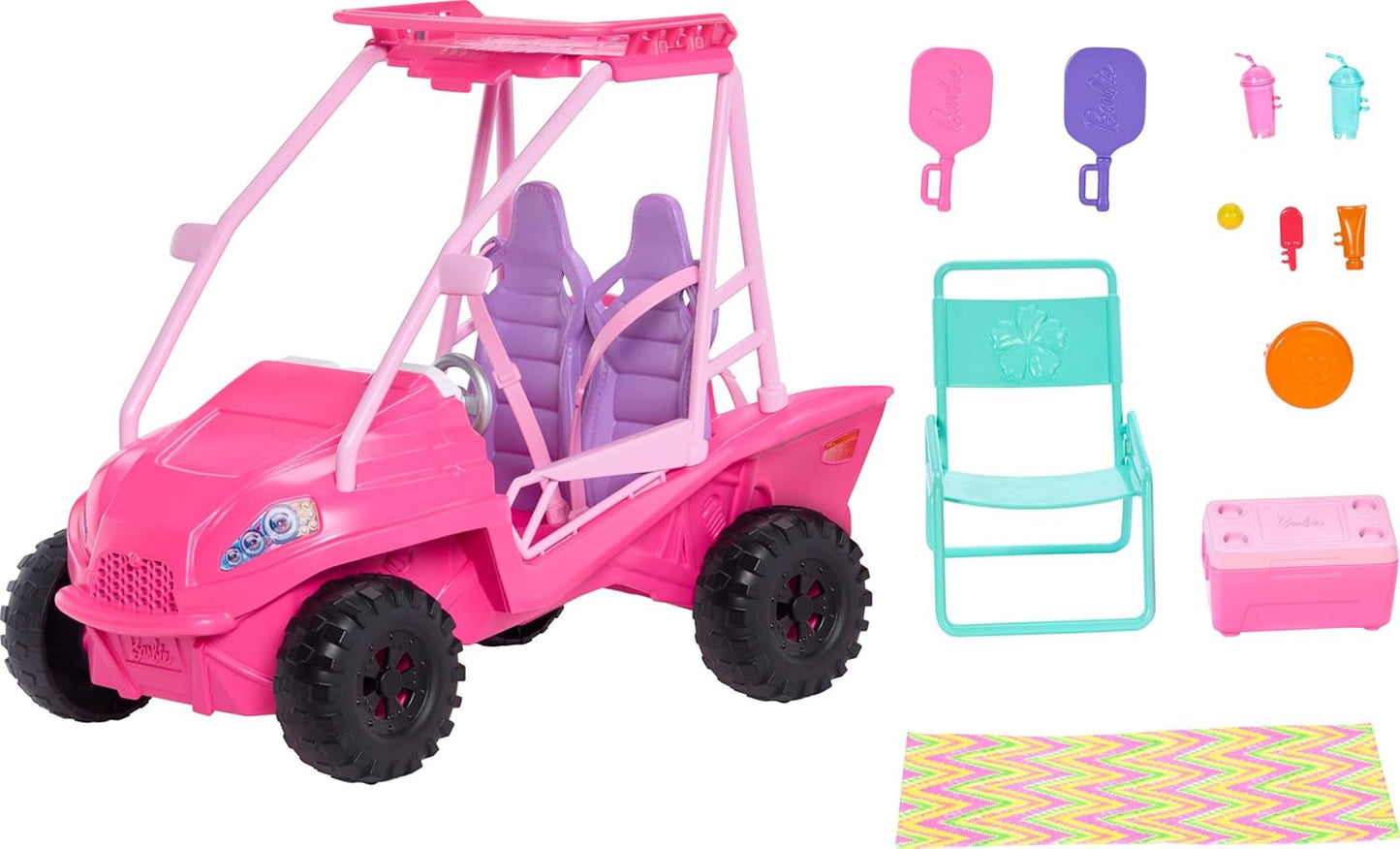 Barbie Mysteries Beach Detectives Ultimate Beach Buggy Playset with Accessories, Seats 4 Dolls