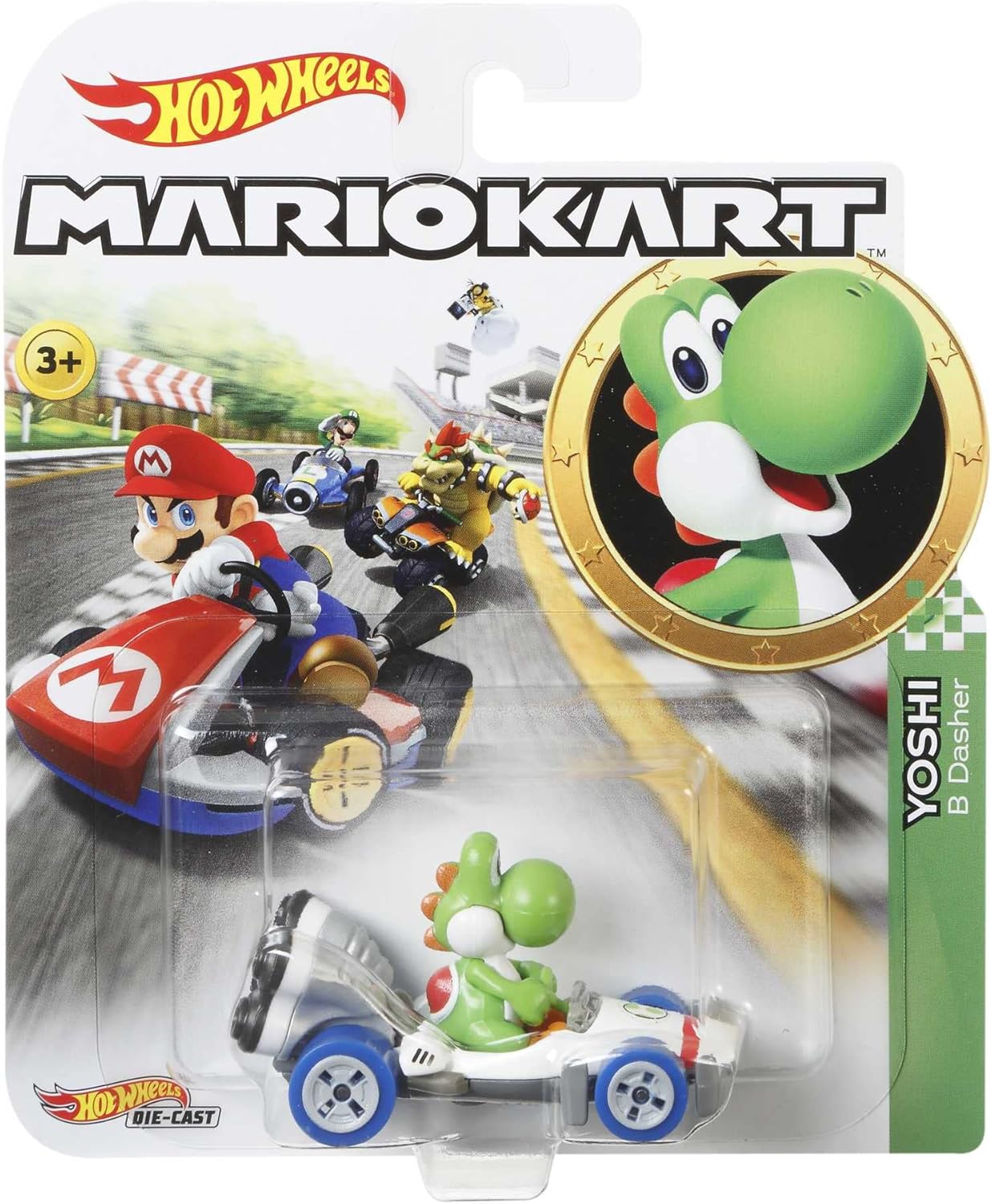 Hot Wheels Mario Kart Yoshi B Dasher Die-Cast Vehicle Figure 1:64 Scale