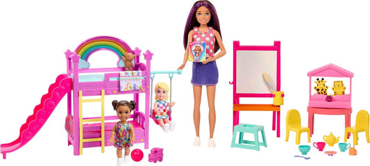 Barbie Skipper First Jobs Babysitting Playset with Toddler Dolls, Bunk Bed, and Color-Change Activity