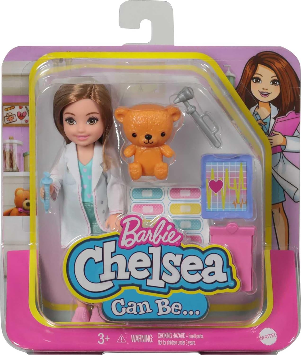 Barbie Chelsea Can Be Doctor Doll Playset with Teddy Bear and Medical Accessories