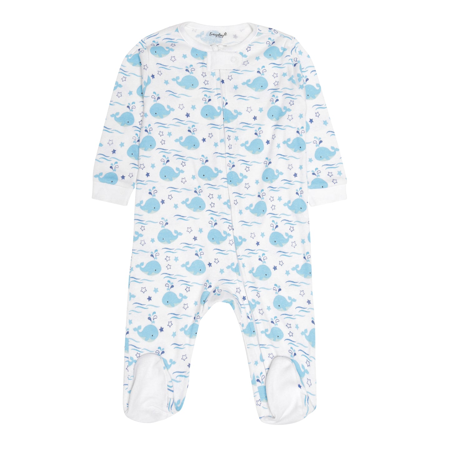 4 Pack Baby Boy Whales Sleepers with Zippers